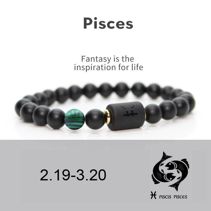 Buddha Stones12星座 ブラックオニキス 調節可能ブレスレット