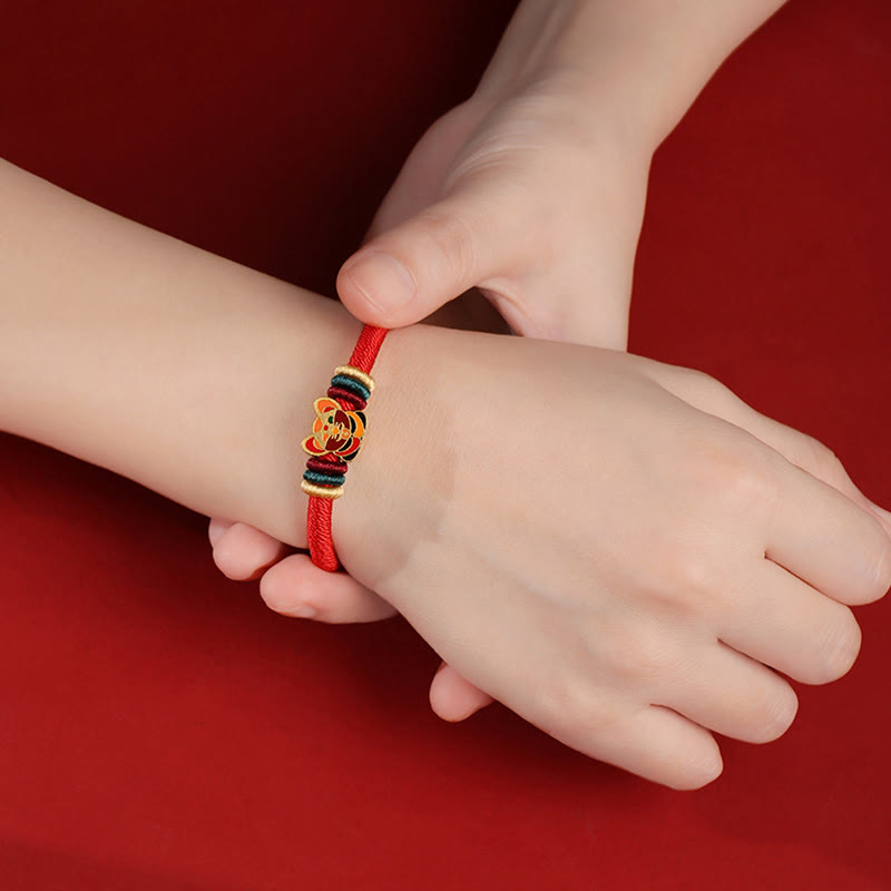 Buddha Stonesハンドメイド925スターリングシルバードラゴン年かわいい中国の十二支幸運編み込みレッドブレスレット - image 10
