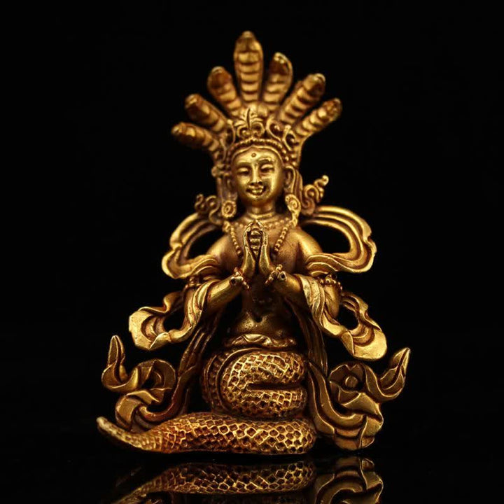 菩薩龍樹守護銅像装飾 - 9×6cm - image 0