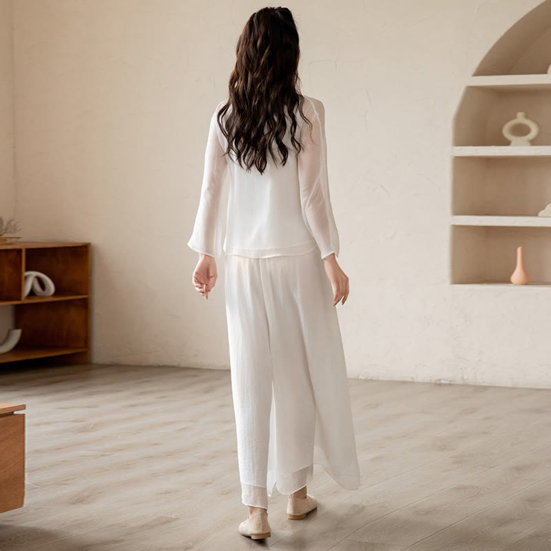 Buddha Stonesレトロ 祈り 禅 スピリチュアル 瞑想 練習 シフォン 服 レディース セット - image 4