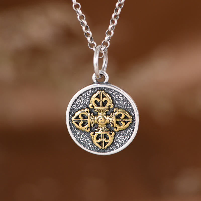 Buddha Stones925スターリングシルバー ダブルドルジェヴァジュラ 祝福ネックレスペンダント