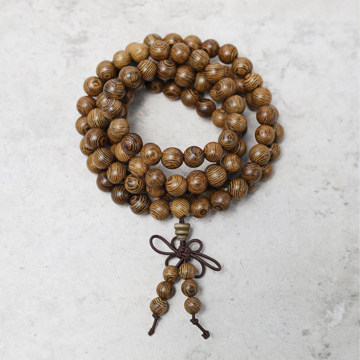Buddha Stones108 個入りMalaビーズ ブレスレット 祈り 瞑想 白檀 弾性