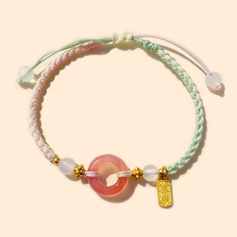 Buddha Stones平和と喜び 瑪瑙 平和バックル 縁起の良い手作り編みブレスレット