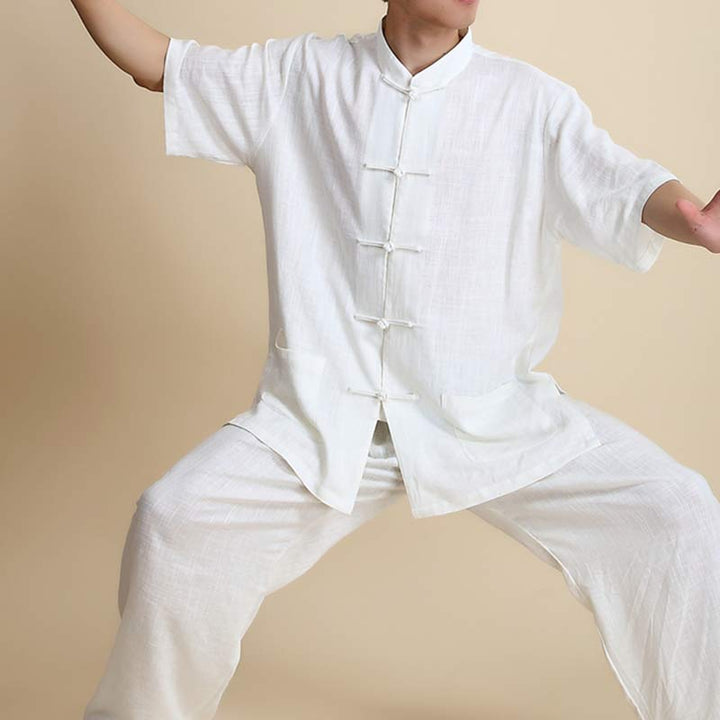 Buddha Stones瞑想禅祈りスピリチュアル太極拳気功練習ユニセックス刺繍服セット - 半袖白 - US14、 UK/AU18、 EU46 (3XL) - image 22