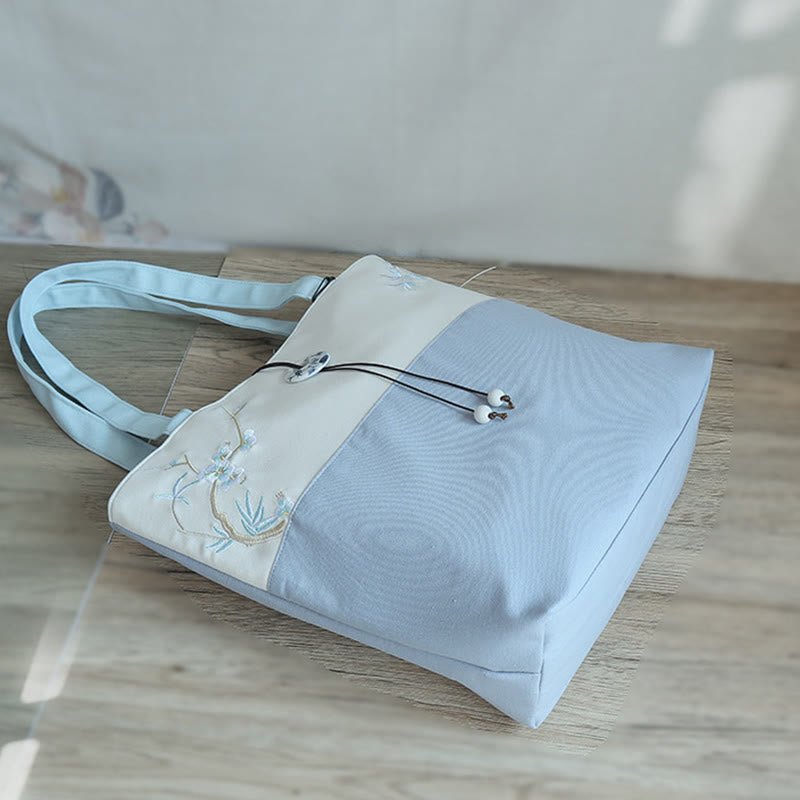 梨花 梅 桃の花 竹刺繍 キャンバス 大容量 ショルダーバッグ トートバッグ - image 19