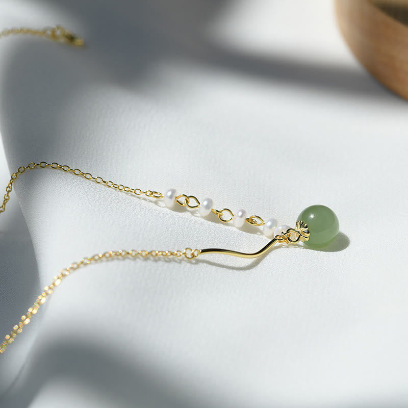 仏石天然和田翡翠パール幸運ビーズネックレスペンダント - image 3