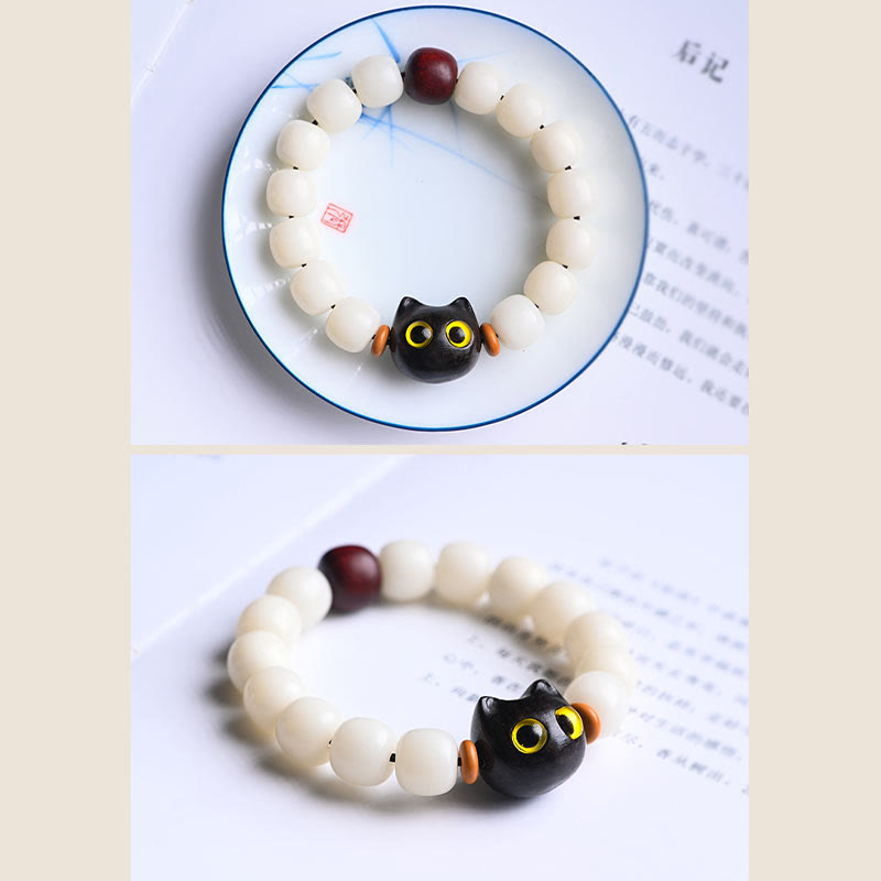 Buddha Stones天然菩提樹の小葉紫檀黒檀招き猫 知恵のブレスレット - image 15