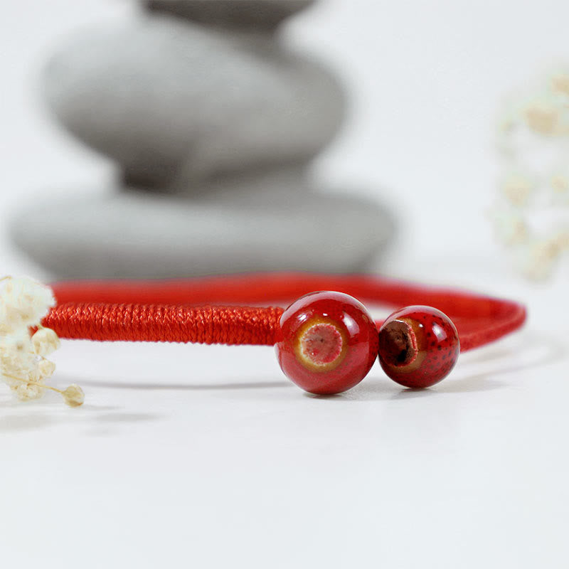 Buddha Stones風水幸運の赤紐セラミックブレスレット - image 3