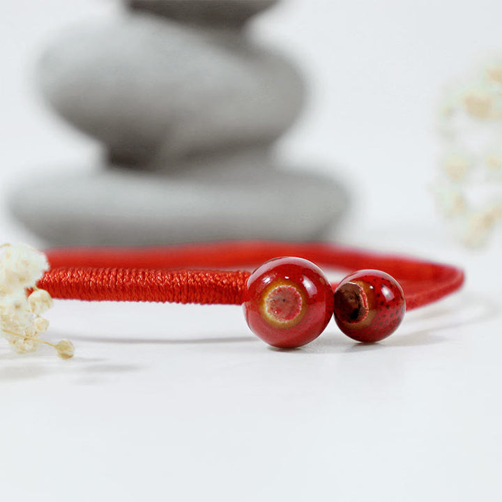 Buddha Stones風水幸運の赤紐セラミックブレスレット - image 3