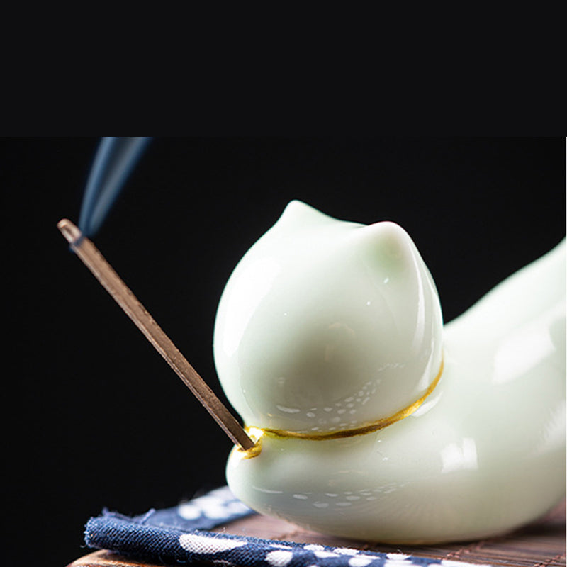 愛らしい猫パンダの陶器製祝福香炉飾り - image 12