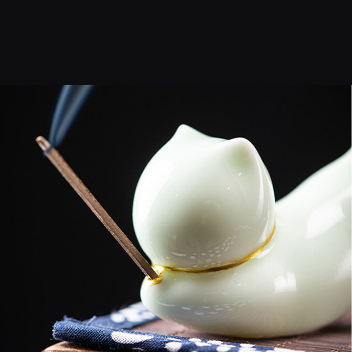 愛らしい猫パンダの陶器製祝福香炉飾り - image 12
