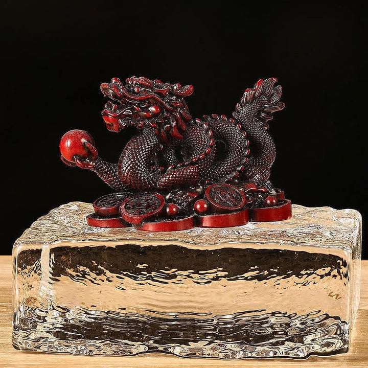 Buddha Stones風水 龍 銅貨 富と成功の幸運 装飾 - ダークレッド - 11cm×6cm×7cm - image 10