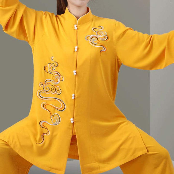 Buddha Stones縁起の良い雲 刺繍 瞑想 祈り スピリチュアル 禅 太極拳 気功 練習 ユニセックス 服セット