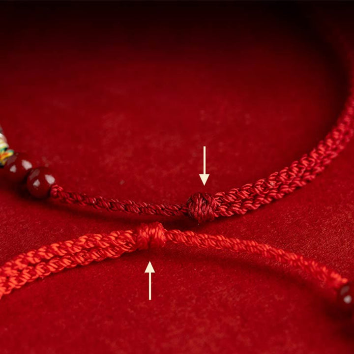 Buddha Stones 925スターリングシルバー 鯉 辰砂 ビーズ 富 手作り 編み込み ブレスレット アンクレット - image 16