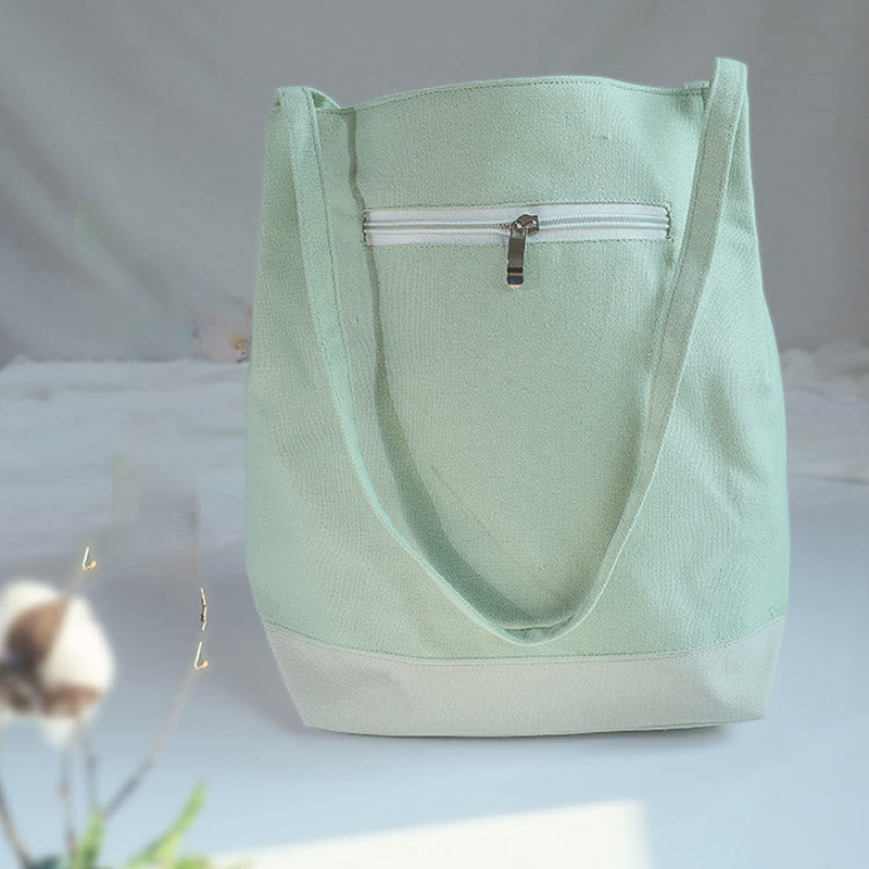 Buddha Stones鶴 梅 刺繍 キャンバス 大容量 ショルダーバッグ トートバッグ
