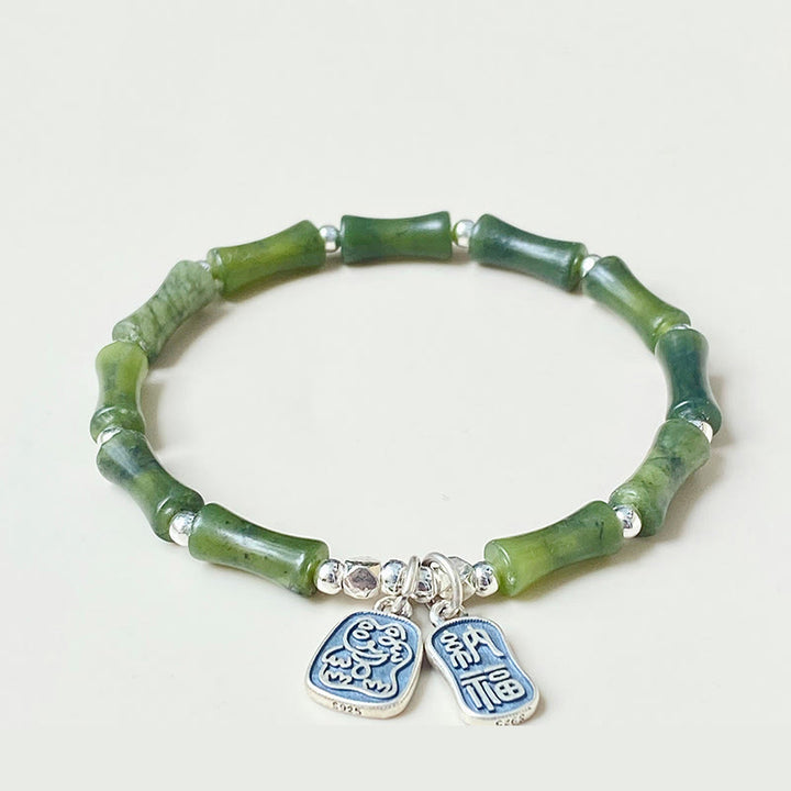 Buddha Stones925 スターリングシルバー 竹翡翠 幸運の猫福キャラクター 幸運の豊かさのブレスレット - image 5