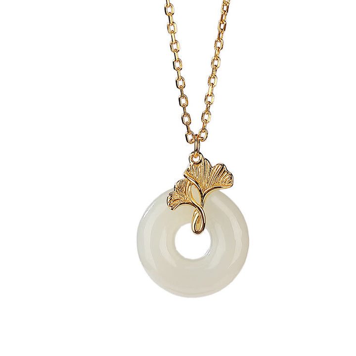 Buddha Stones925 スターリングシルバー 天然和田翡翠 イチョウ葉平和のお守りチャーム幸運ネックレスペンダント - image 6