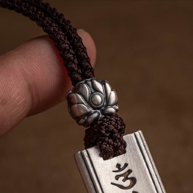 Buddha Stones999スターリングシルバーオーム・マニ・パドメ・フム彫刻入り 蓮の知恵ネックレスペンダント - image 8