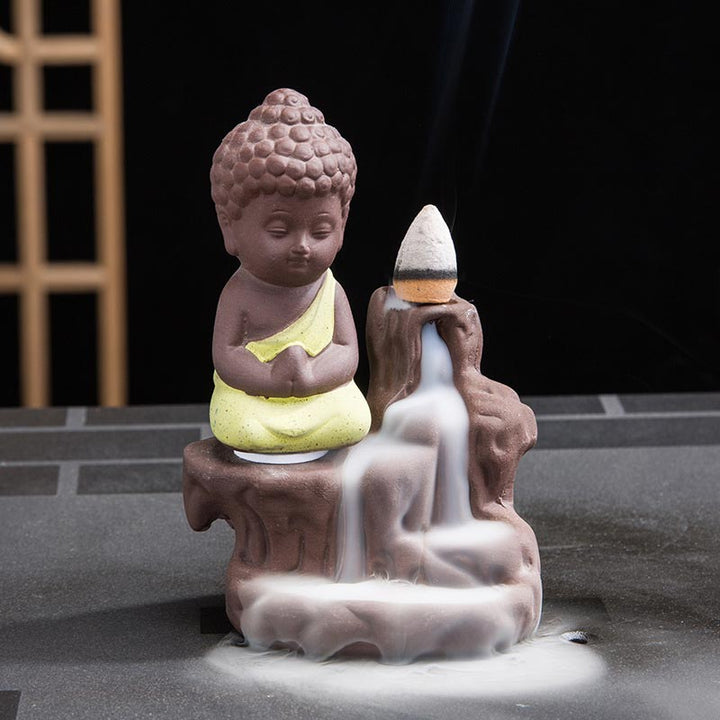 Buddha Stones逆流煙噴水 陶器製 祝福香炉 装飾