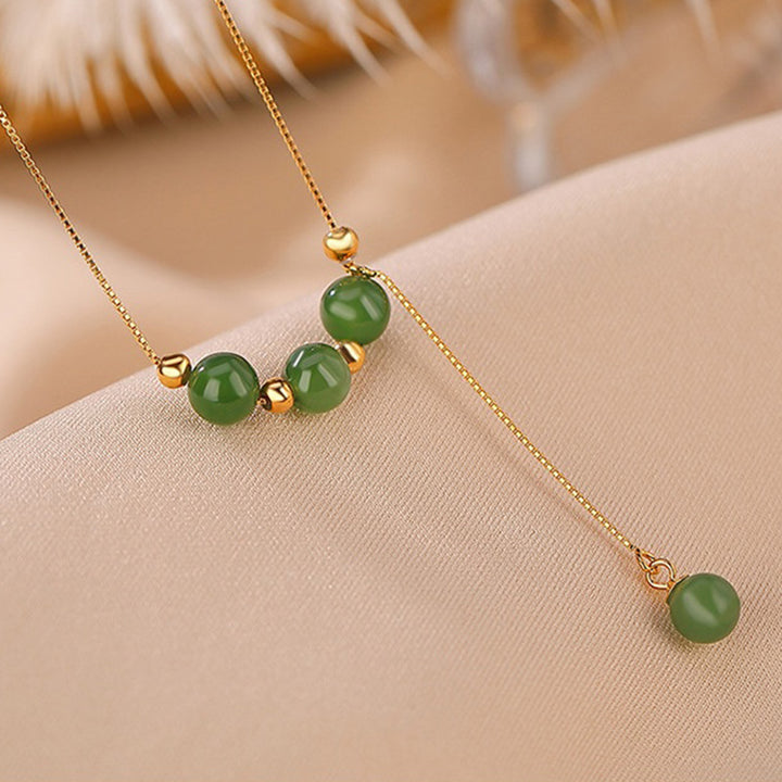 Buddha Stones925スターリングシルバー シアン翡翠ビーズ ヒーリングネックレスペンダント