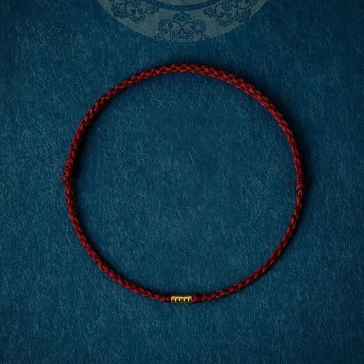 Buddha Stones 925シルバー 編み紐 ゴールドビーズ 幸運ブレスレット メンズ／レディース