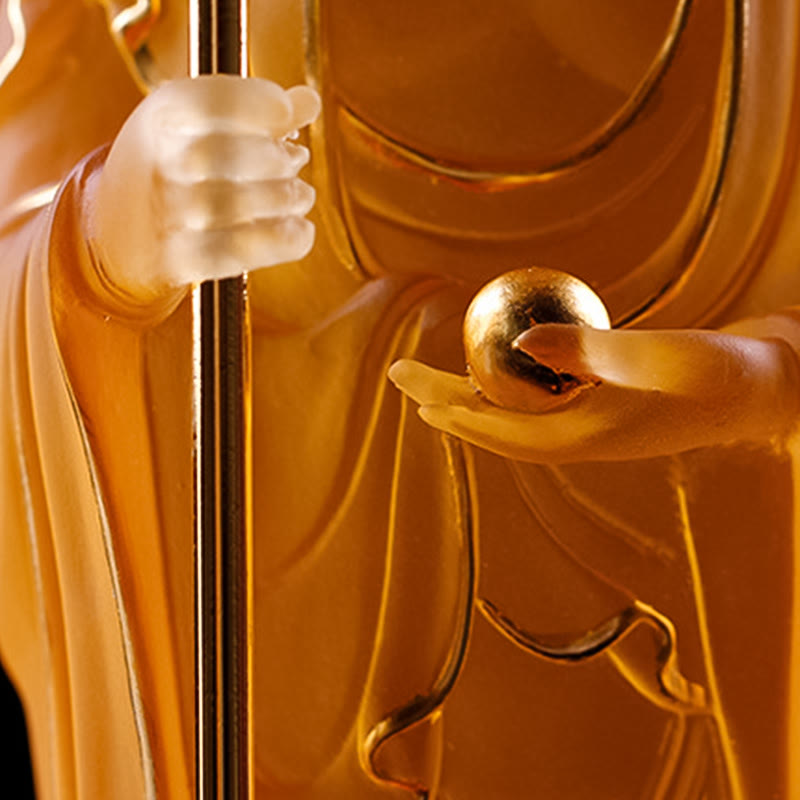 Buddha Stonesハンドメイド 地蔵菩薩像 琉璃クリスタルアートピース 静寂の像 室内装飾 - image 10