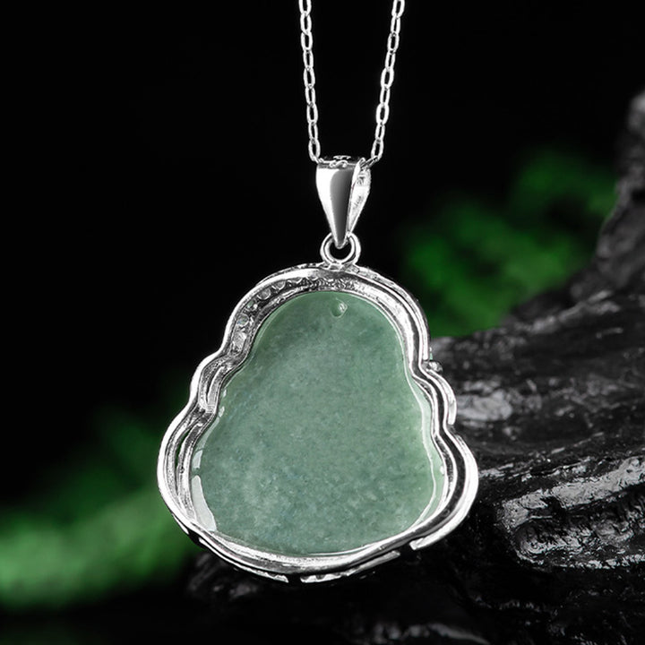 Buddha Stones925スターリングシルバー 笑う仏陀 翡翠 豊穣のネックレスチェーンペンダント - image 9