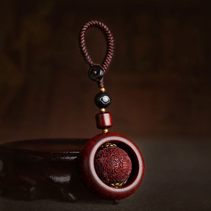 Buddha Stonesチベット小葉 紫檀 黒檀 幸運 守護 回転飾り