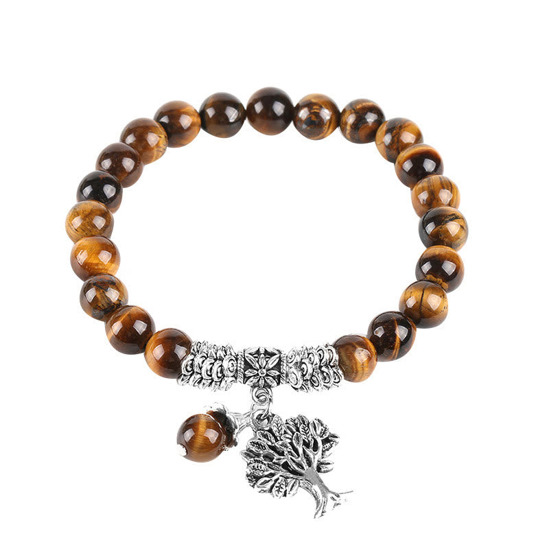 Buddha Stones天然石 生命の樹 ラッキーチャーム ストレッチブレスレット