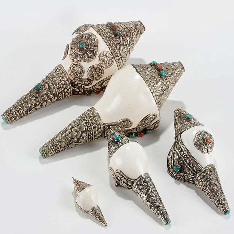 チベットの天然シャンカ貝殻、幸運の富をもたらす家の装飾 - image 20