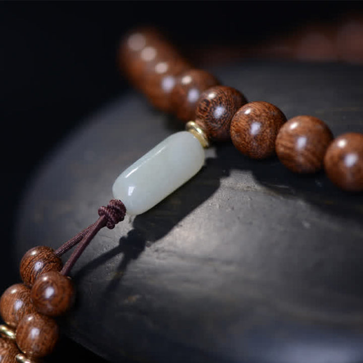 Buddha Stones 108 個入りMalaビーズ ローズウッド 翡翠 カームブレスレット