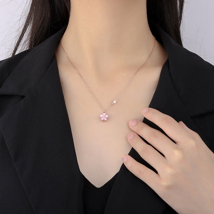 Buddha Stones925スターリングシルバー 桜の花 回転式保護ネックレスペンダント - image 8