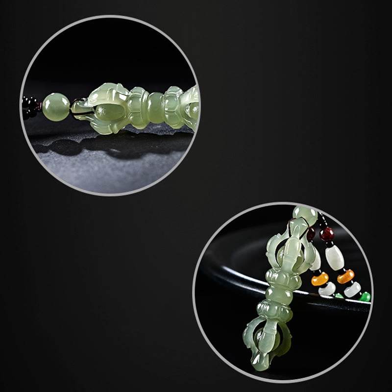 チベット産天然和田翡翠白翡翠ドルジェ金剛杵彫り成功ネックレスペンダント - image 5