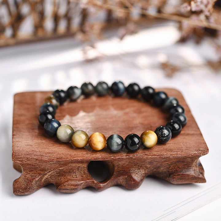 Buddha Stones不安・ストレス解消 クリスタルタイガーアイビーズブレスレット