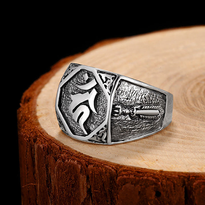 Buddha Stones925 スターリングシルバー サンスクリットデザイン 彫刻入り 保護 調節可能 リング - image 15