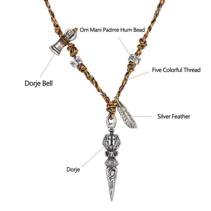 Buddha Stonesチベット ハンドメイド 925 スターリングシルバー ドルジェ ヴァジュラオーム・マニ・パドメ・フムフェザー ストレングス ネックレス ペンダント - image 5