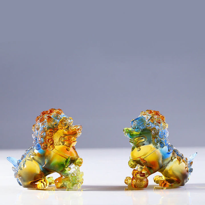 手作りのLiuliクリスタルライオンアートピースの強さホームオフィスの装飾