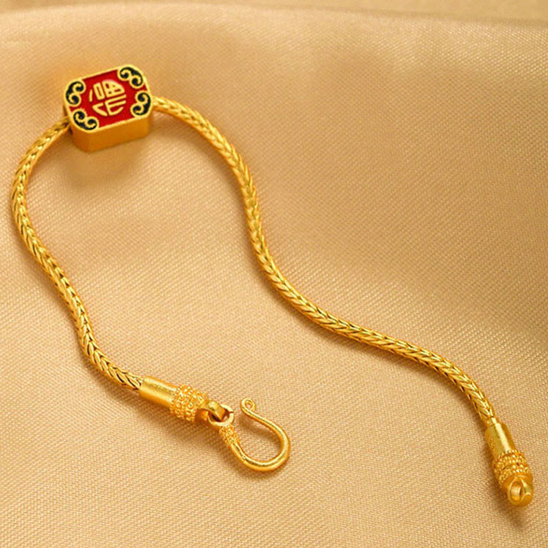 Buddha Stonesチベット 18K ゴールドオーム・マニ・パドメ・フム幸運の鯉キャラクター インゴット 銅貨 平和ブレスレット - image 10