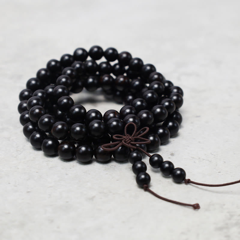 Buddha Stones108 個入りMalaビーズ ブレスレット 祈り 瞑想 白檀 弾性