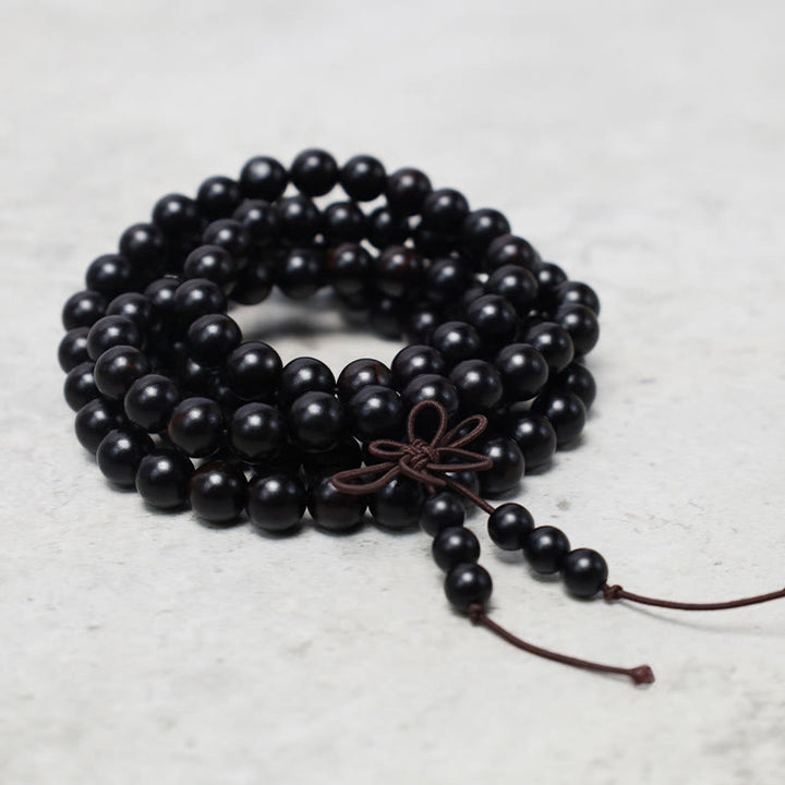 Buddha Stones108 個入りMalaビーズ ブレスレット 祈り 瞑想 白檀 弾性