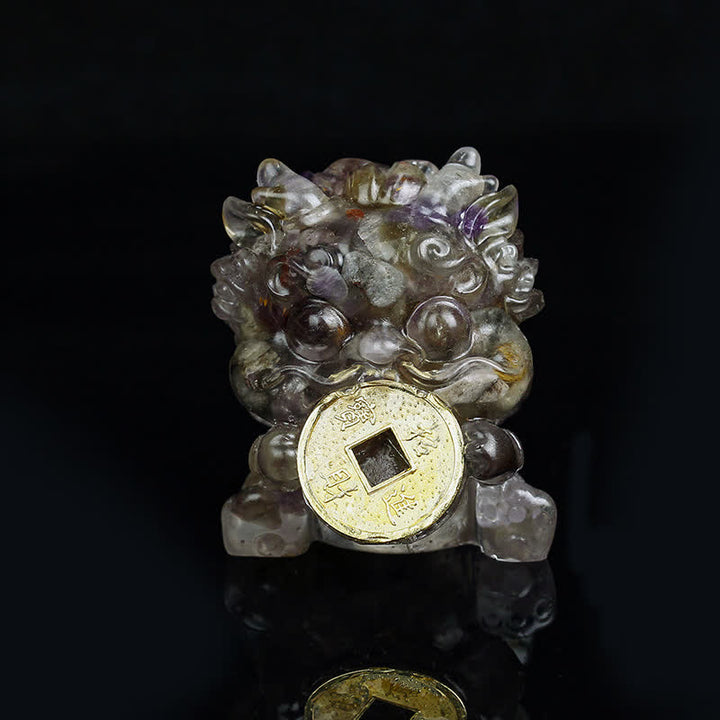 Buddha Stones手作り かわいい 貔貅 金貨 クリスタル 風水 エネルギー 富幸運繁栄家の装飾 - オーラライト23 - image 13
