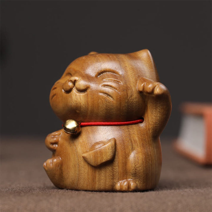 Buddha Stones緑 白檀 小型 かわいい 招き猫 平和 飾り - image 10