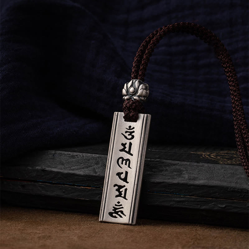 Buddha Stones999スターリングシルバーオーム・マニ・パドメ・フム彫刻入り 蓮の知恵ネックレスペンダント - image 6