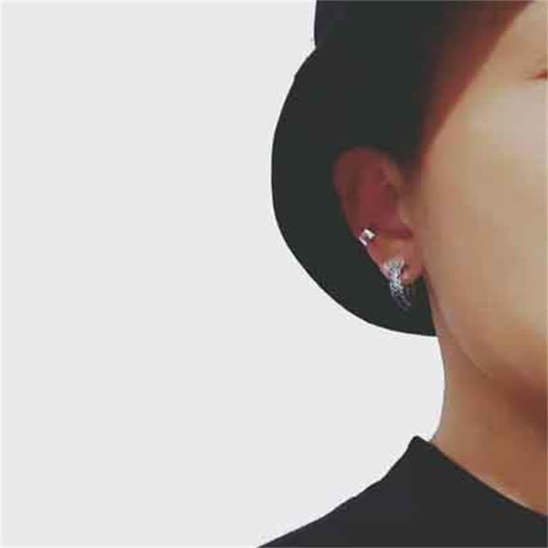 925スターリングシルバードラゴンフープパターンプロテクションイヤリング - image 1