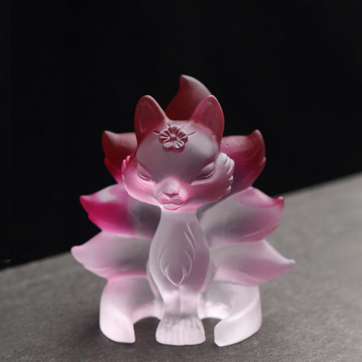 Buddha Stones小さな九尾の狐 成功の力 家の置物 装飾 - ピンク＆ホワイト - ミディアム 80*75*55mm - image 4