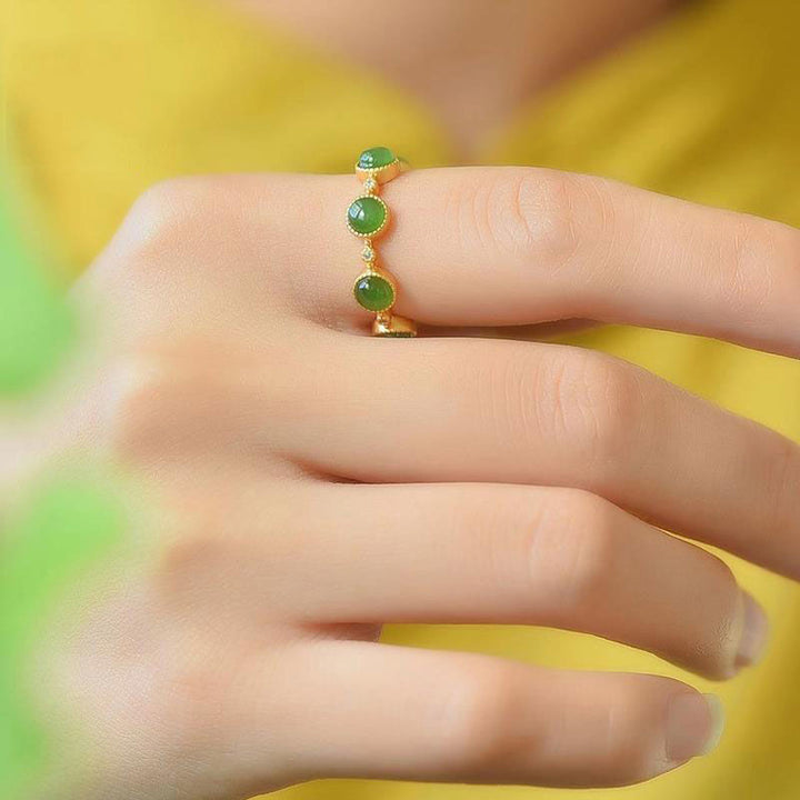 Buddha Stonesシアン翡翠 癒し 穏やか 調節可能 リング - image 3