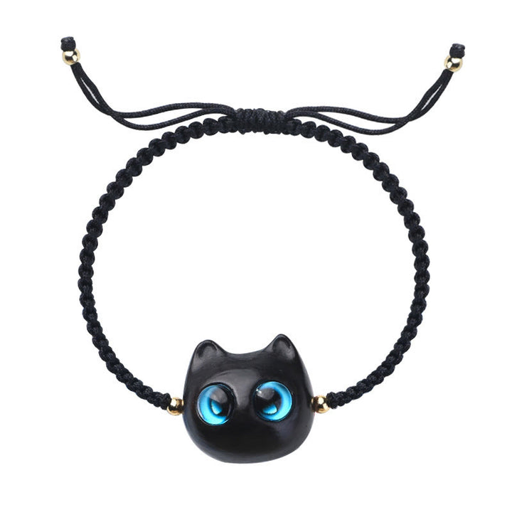 Buddha Stones小葉紫檀黒檀猫の頭モチーフを落ち着かせる 保護 編み込み ブレスレット - image 17