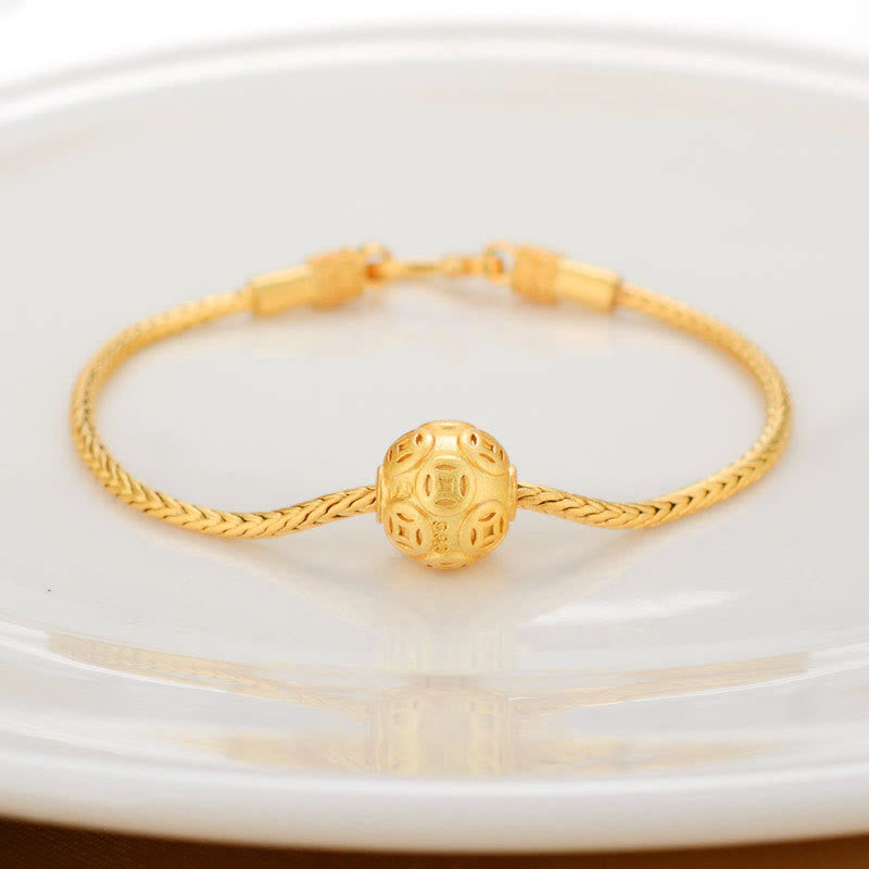 Buddha Stonesチベット 18K ゴールドオーム・マニ・パドメ・フム幸運の鯉キャラクター インゴット 銅貨 平和ブレスレット - 銅貨 - image 7