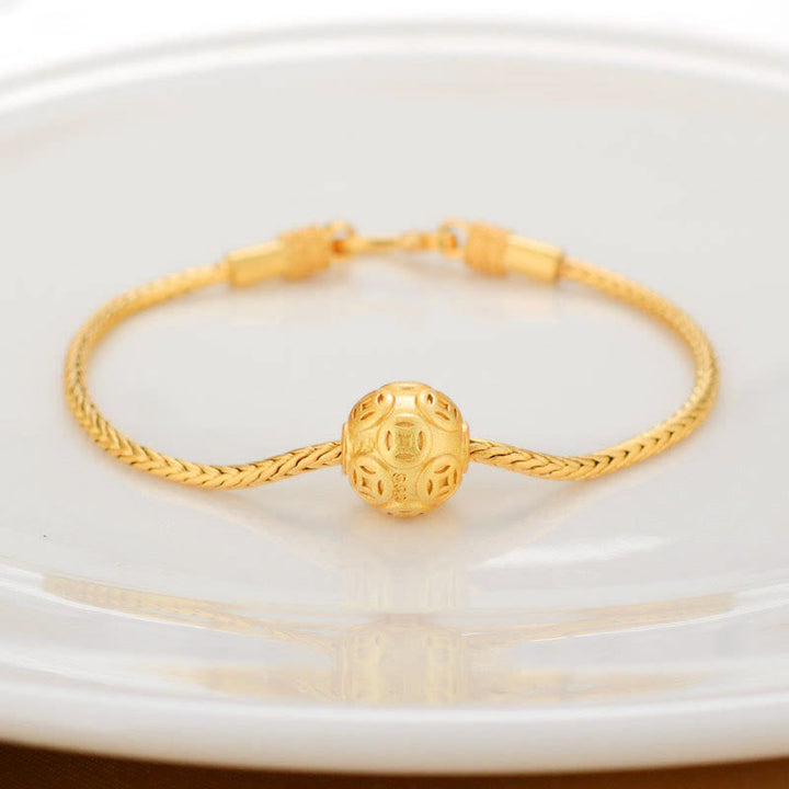 Buddha Stonesチベット 18K ゴールドオーム・マニ・パドメ・フム幸運の鯉キャラクター インゴット 銅貨 平和ブレスレット - 銅貨 - image 7