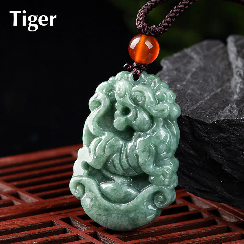 Buddha Stones天然翡翠12星座繁栄ネックレスペンダント - 虎 - image 17